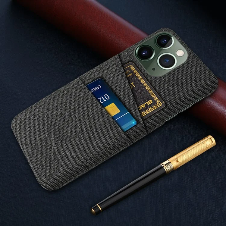 Dual Card Holder Phone Case für iPhone 15 Pro Max Harte PC + Tuch Anti-Kratzer Handyhülle - Schwarz