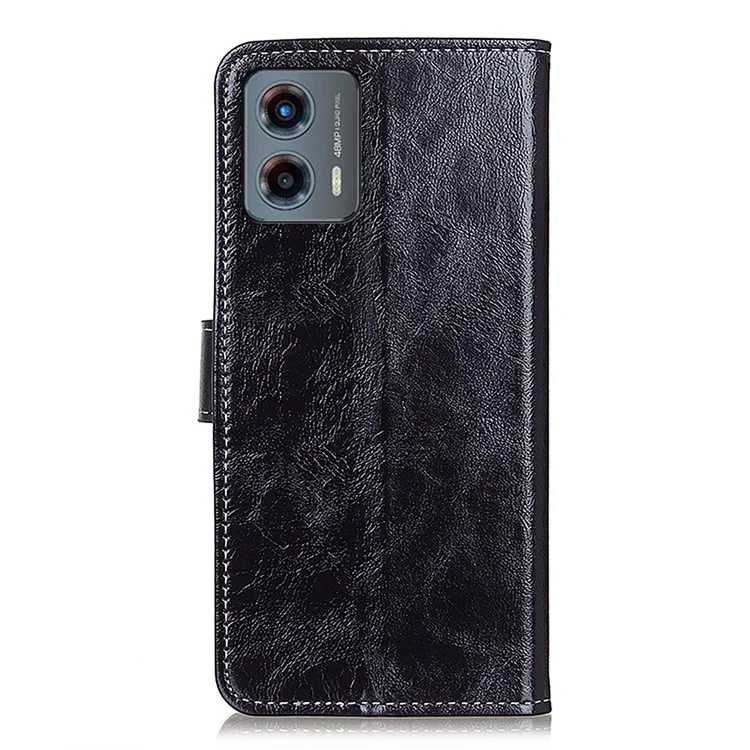Per Motorola Moto G 5G (2023) Custodia Portafoglio Telefono Retro Texture Crazy Horse Stand Custodia in Pelle PU - Nero