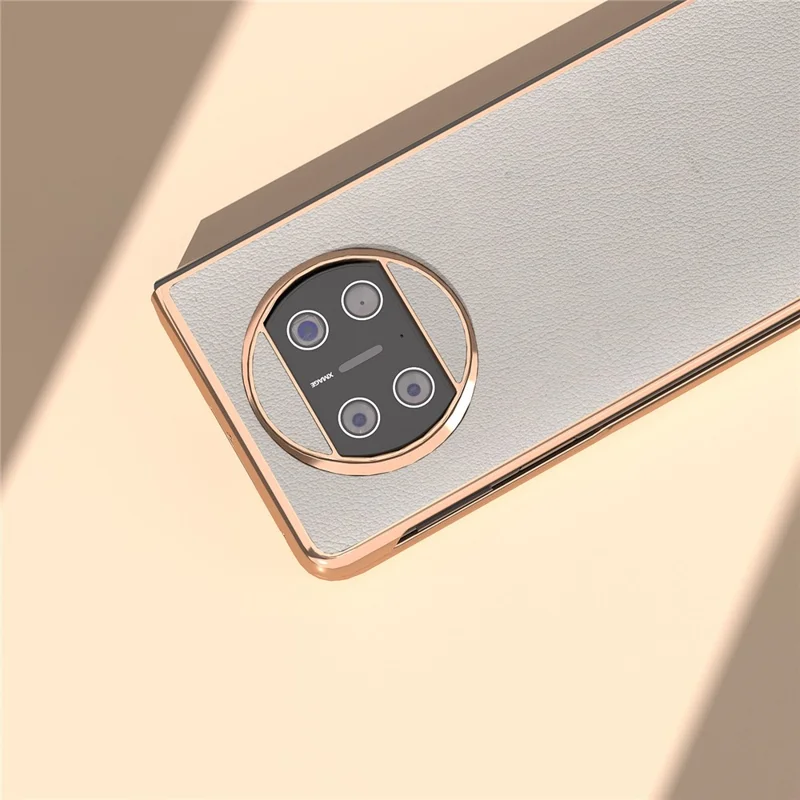 For Huawei Mate X3 5G Genuine Cow Leather + PC Case Electroplating Protective Phone Cover - Grey