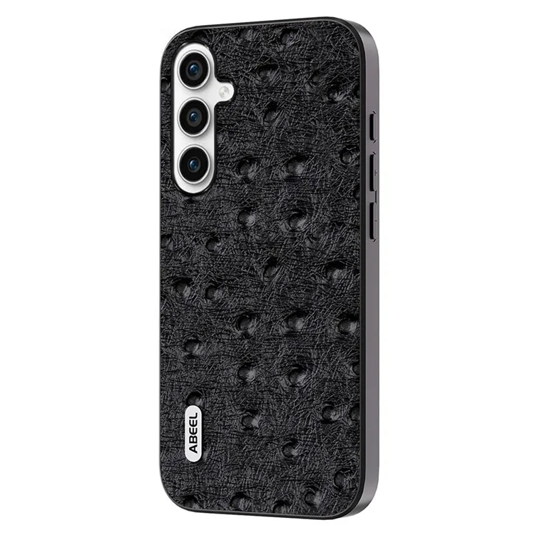 ABEEL Pour Samsung Galaxy M54 5G / F54 5G Étui de protection pour téléphone en cuir véritable de vache+PC+TPU Texture autruche - Noir