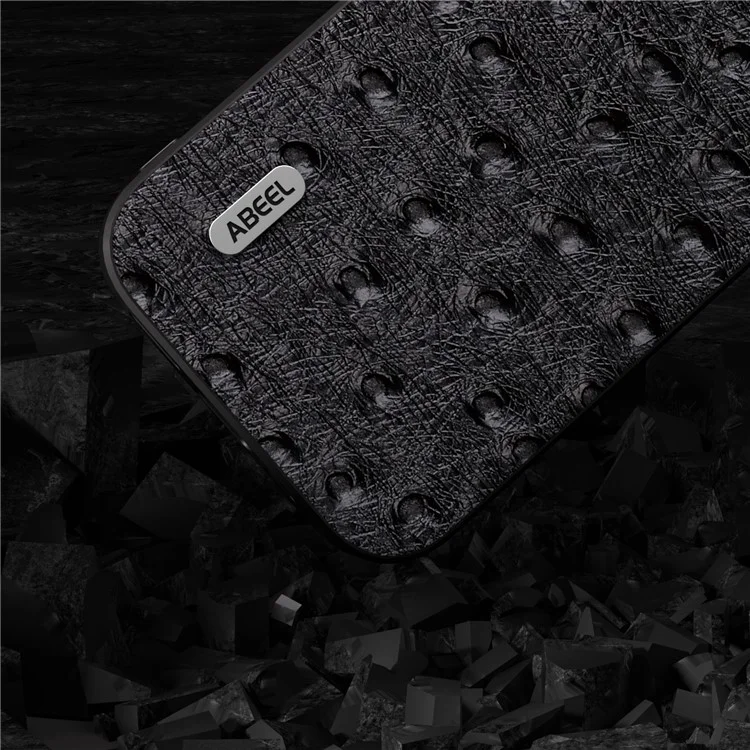 ABEEL Pour Samsung Galaxy M54 5G / F54 5G Étui de protection pour téléphone en cuir véritable de vache+PC+TPU Texture autruche - Noir