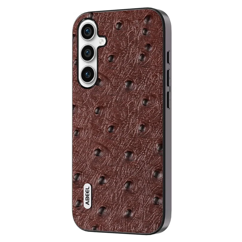 ABEEL per Samsung Galaxy M54 5G / F54 5G Custodia per telefono antiurto in vera pelle bovina + PC + TPU con texture in struzzo - Caffè