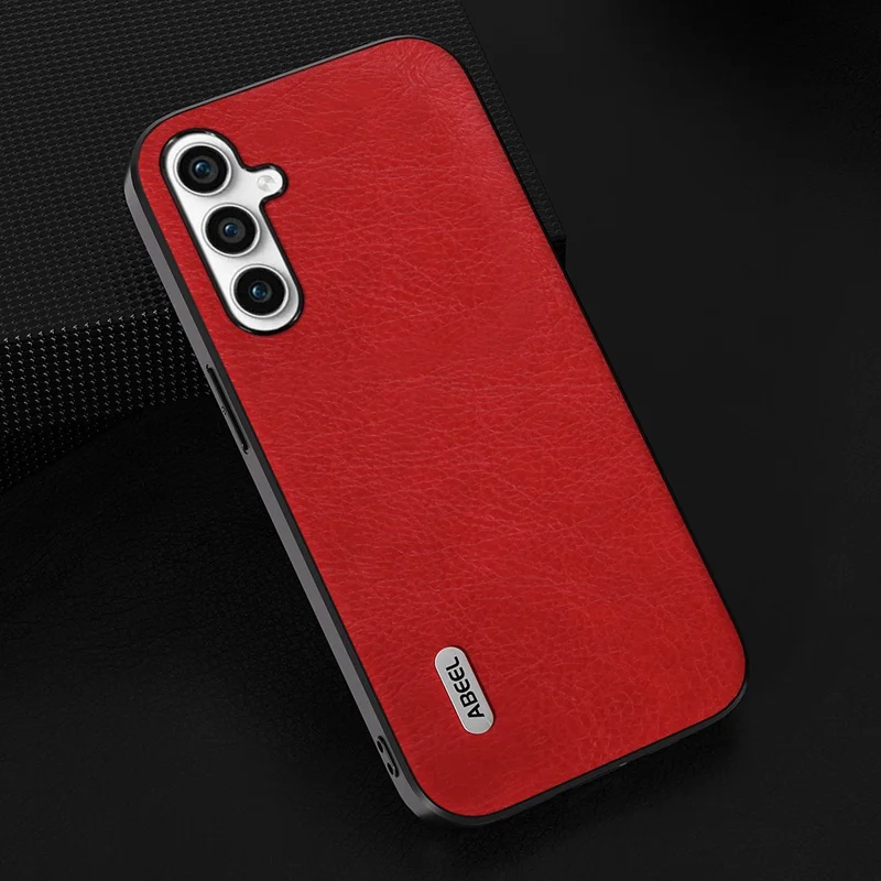 ABEEL For Samsung Galaxy A54 5G Leather Coated TPU+PC Case Litchi Texture Retro Phone Back Cover - Red