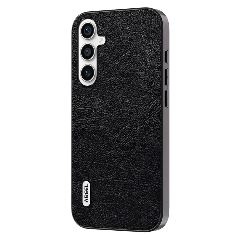 ABEEL para Samsung Galaxy A24 4G (162.1 x 77.6 x 8.3mm) Caso de teléfono retro de cuero PU con revestimiento de TPU+PC y textura de lichí - Negro