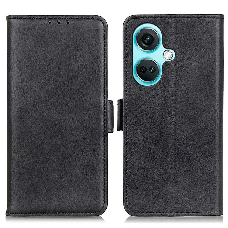 Чехол-книжка из воловьей кожи для OnePlus Nord CE3 5G, чехол-подставка из искусственной кожи - черный