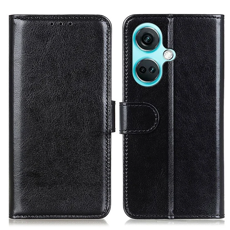 Per OnePlus Nord CE3 5G Crazy Horse Texture Cover Wallet PU Leather Stand Cell Phone Case - Nero