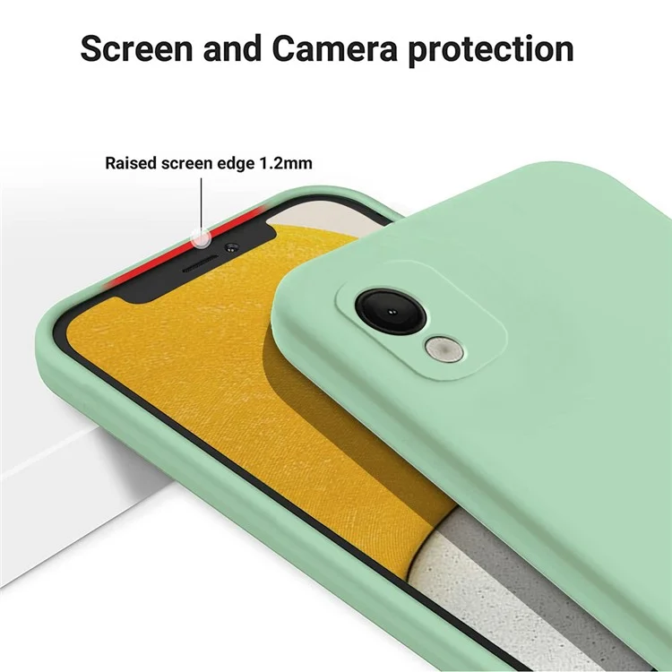 For Nokia C110 Soft Lining Cell Phone Case Liquid Silicone Shockproof Cover with Strap - Green