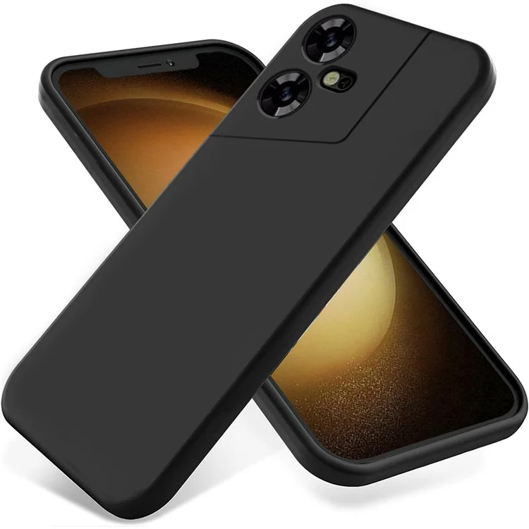 Para TECNO Pova Neo 3 4G Liquid Silicone Cover Capa Protetora Suave com Alça - Preto