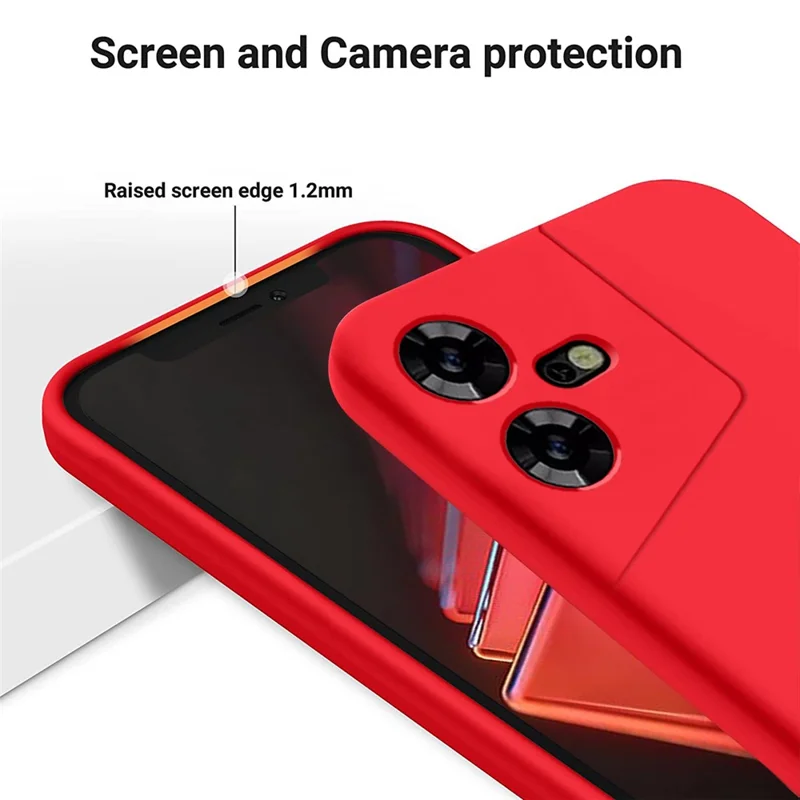 For TECNO Pova Neo 3 4G Liquid Silicone Cover Shockproof Soft Lining Phone Case with Strap - Red
