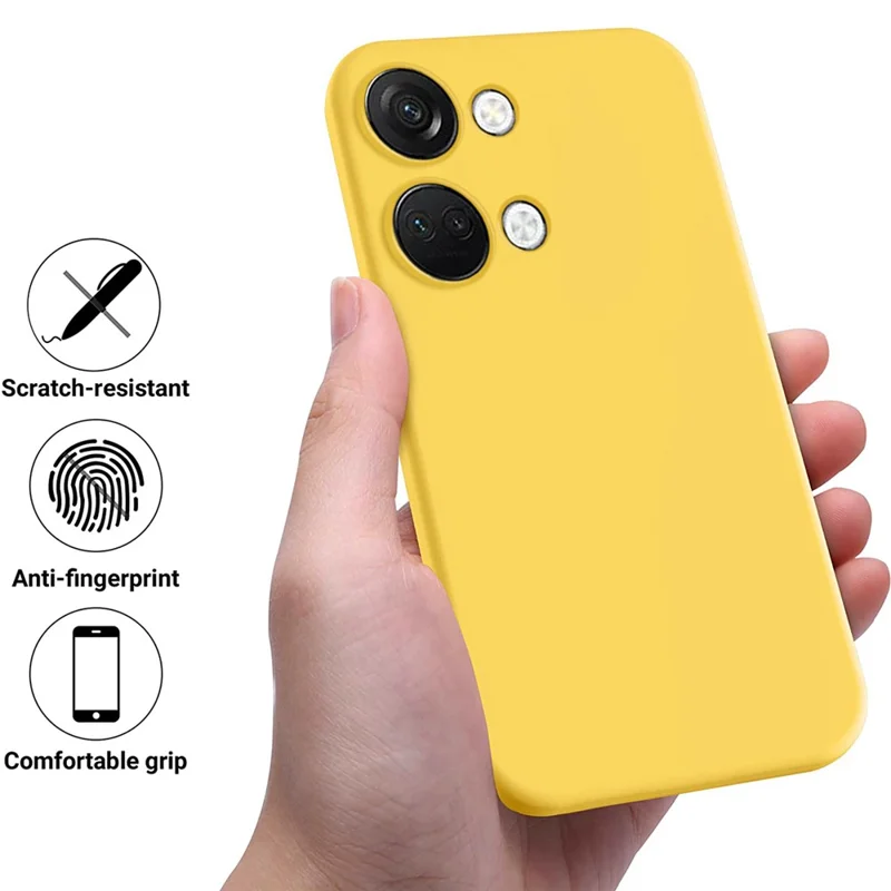 Étui de téléphone en silicone liquide pour OnePlus Nord 3 5G / Ace 2V, protecteur de téléphone doublé de matériau doux, housse antichoc avec dragonne - Jaune