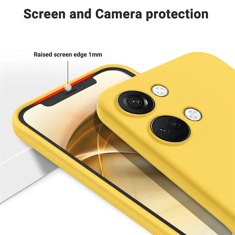 Étui de téléphone en silicone liquide pour OnePlus Nord 3 5G / Ace 2V, protecteur de téléphone doublé de matériau doux, housse antichoc avec dragonne - Jaune
