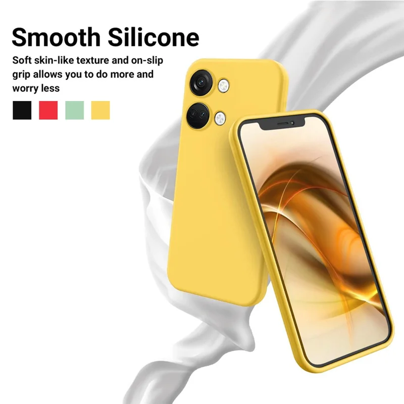 Étui de téléphone en silicone liquide pour OnePlus Nord 3 5G / Ace 2V, protecteur de téléphone doublé de matériau doux, housse antichoc avec dragonne - Jaune