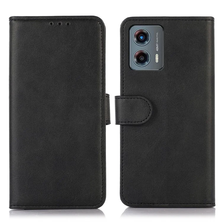 Pour Motorola Moto G 5G (2023) Anti-Scratch Wallet Case Cowhide Texture Phone Stand PU Leather Cover - Black