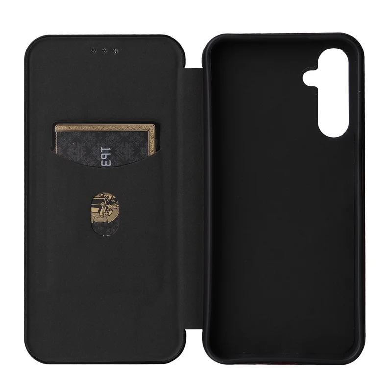 For Samsung Galaxy A25 5G (Global) (161.0 x 76.5 x 8.3mm) Card Holder Case Carbon Fiber Texture Phone Leather Stand Cover - Black