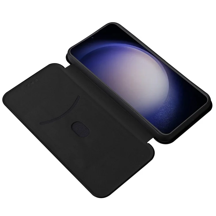 Carbon Fiber Textur Schale für Samsung Galaxy S23 FE, Kartenfach Handyhülle Leder Ständer Hülle - Schwarz