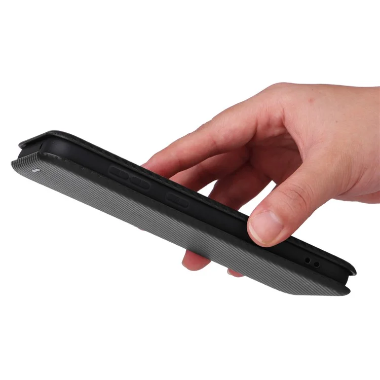 Carbon Fiber Textur Schale für Samsung Galaxy S23 FE, Kartenfach Handyhülle Leder Ständer Hülle - Schwarz