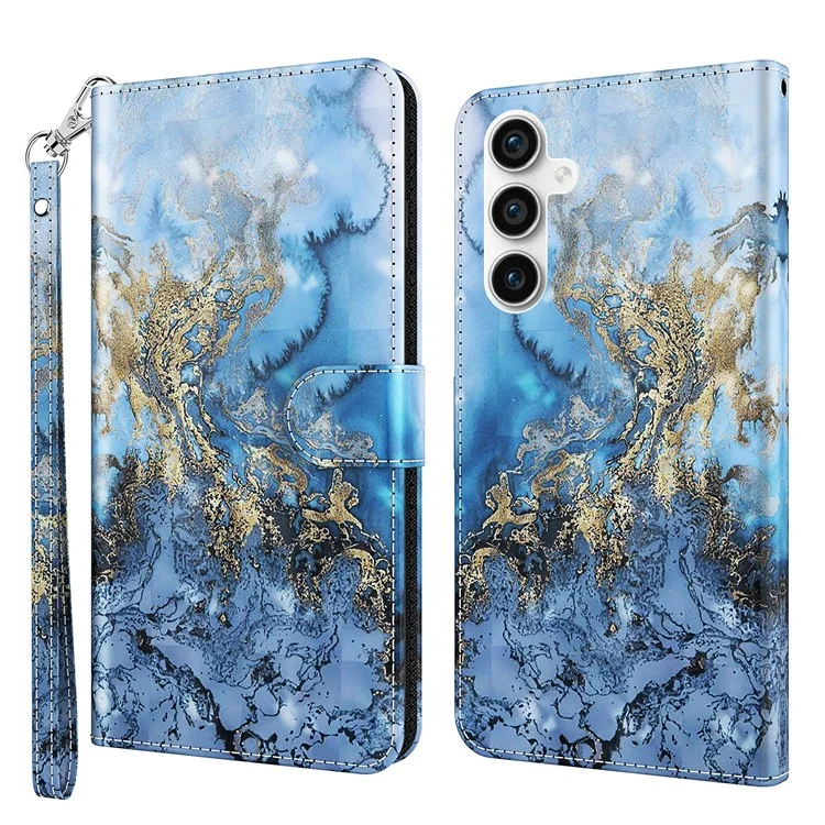 Funda de Cartera de Cuero PU con Estampado 3D para Samsung Galaxy S23 FE, con Soporte y Correa - Bauhinia Valley