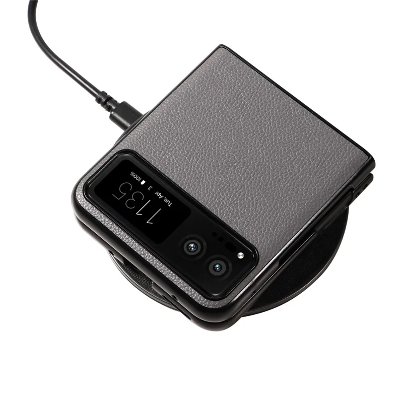 For Motorola Razr 40 5G Litchi Texture Phone Case PU Leather Coated PC Anti-drop Cover - Grey