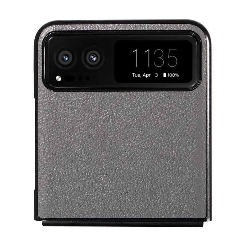 For Motorola Razr 40 5G Litchi Texture Phone Case PU Leather Coated PC Anti-drop Cover - Grey