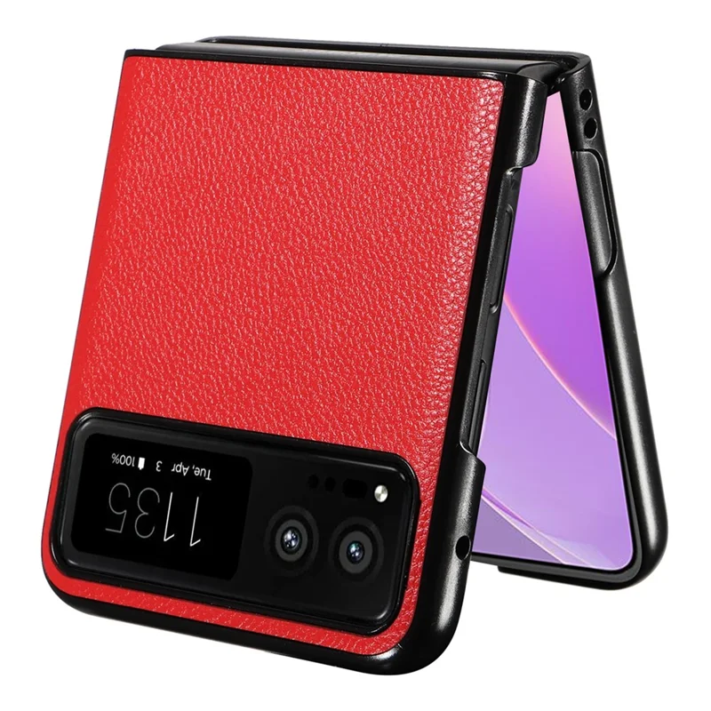 For Motorola Razr 40 5G Litchi Texture Phone Case PU Leather Coated PC Anti-drop Cover - Red