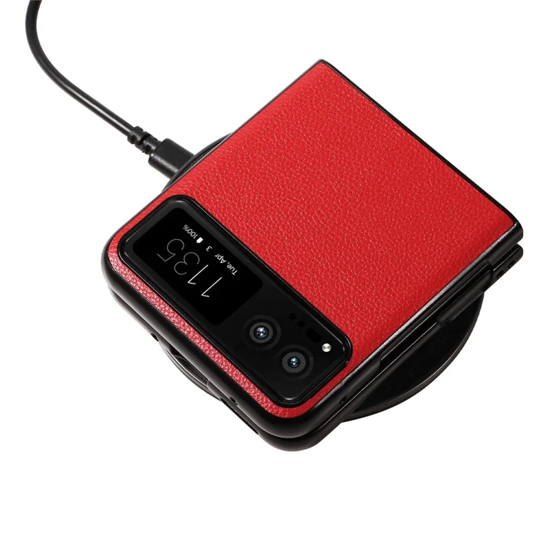 For Motorola Razr 40 5G Litchi Texture Phone Case PU Leather Coated PC Anti-drop Cover - Red