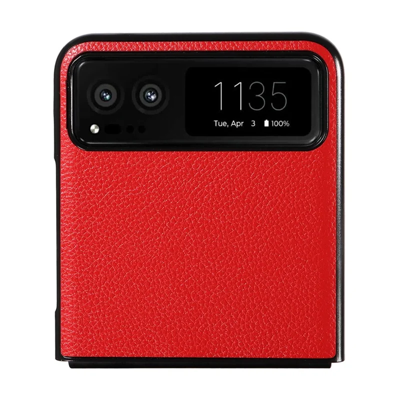 For Motorola Razr 40 5G Litchi Texture Phone Case PU Leather Coated PC Anti-drop Cover - Red