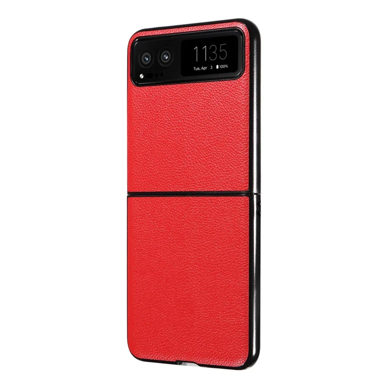 For Motorola Razr 40 5G Litchi Texture Phone Case PU Leather Coated PC Anti-drop Cover - Red