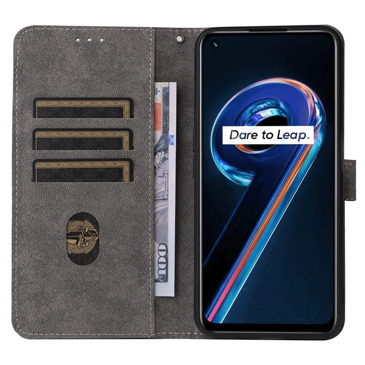 Para Realme 9 Pro 5G / 9 5G (Versão UE) / V25 / Q5 5G Carteira PU Leather Stand Cover RFID Blocking Shell com Alça - Preto