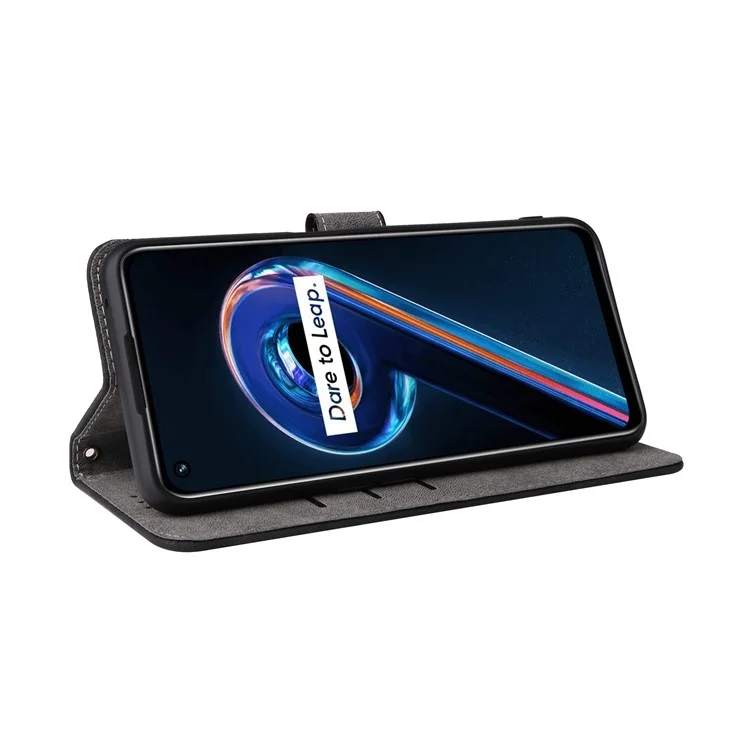 Para Realme 9 Pro 5G / 9 5G (Versão UE) / V25 / Q5 5G Carteira PU Leather Stand Cover RFID Blocking Shell com Alça - Preto