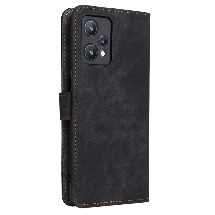 Para Realme 9 Pro 5G / 9 5G (Versão UE) / V25 / Q5 5G Carteira PU Leather Stand Cover RFID Blocking Shell com Alça - Preto