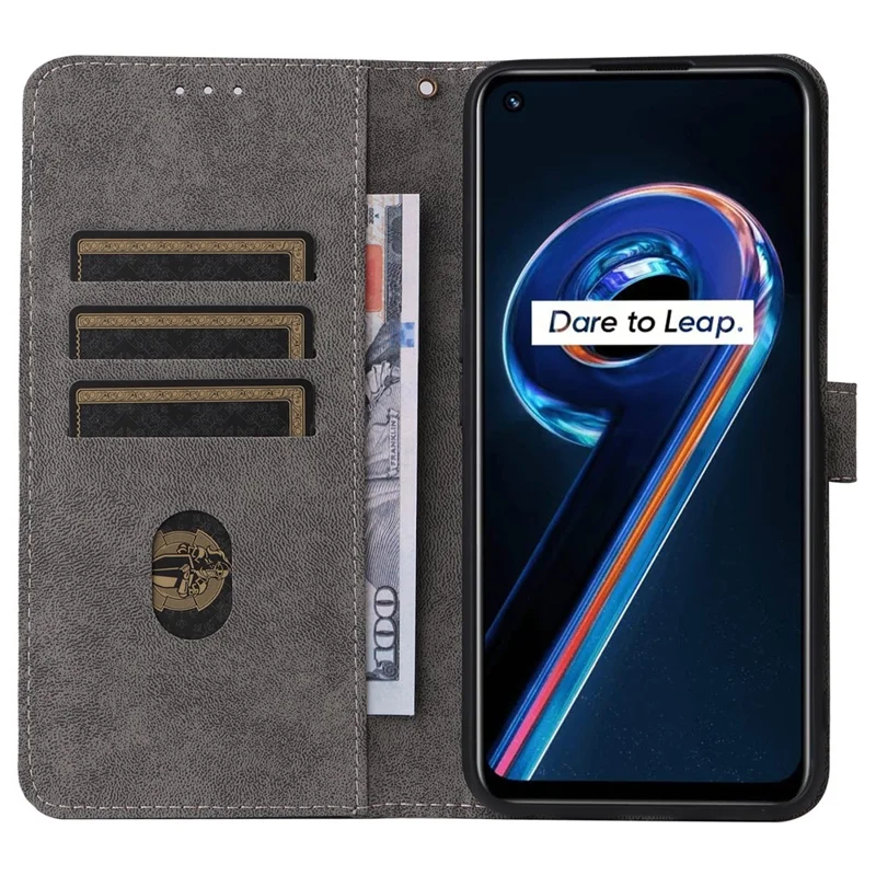 For Realme 9 Pro 5G / 9 5G (EU Version) / V25 / Q5 5G Wallet PU Leather Stand Cover RFID Blocking Shell with Strap - Brown