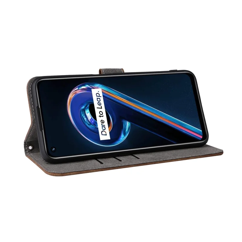 For Realme 9 Pro 5G / 9 5G (EU Version) / V25 / Q5 5G Wallet PU Leather Stand Cover RFID Blocking Shell with Strap - Brown