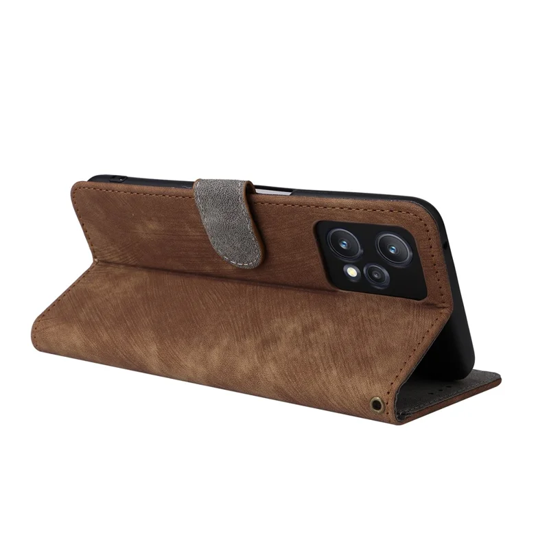 For Realme 9 Pro 5G / 9 5G (EU Version) / V25 / Q5 5G Wallet PU Leather Stand Cover RFID Blocking Shell with Strap - Brown