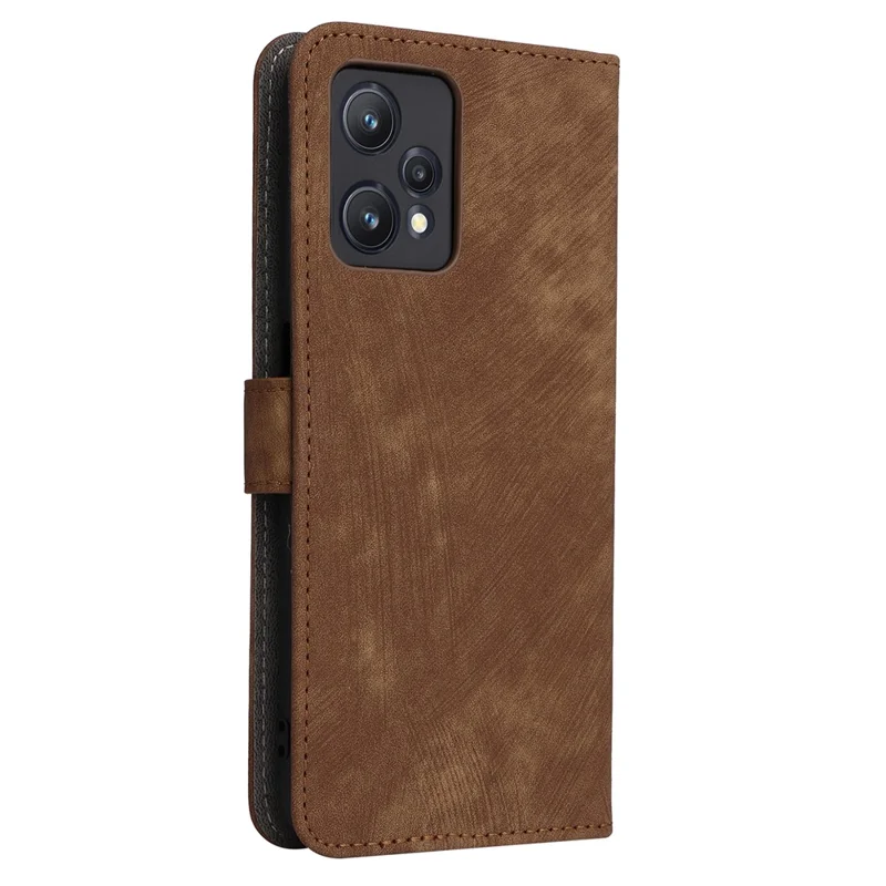 For Realme 9 Pro 5G / 9 5G (EU Version) / V25 / Q5 5G Wallet PU Leather Stand Cover RFID Blocking Shell with Strap - Brown