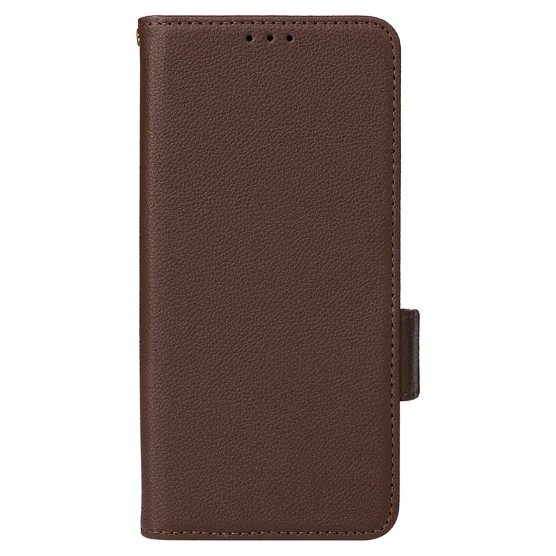 Wallet Phone Case For iPhone 15 Pro , Litchi Texture PU Leather Shell Phone Stand Cover with Strap - Brown