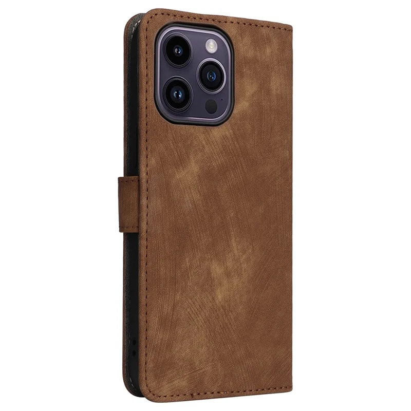جراب محفظة لهاتف iPhone 15 Pro Max مع حماية من التتبع الإلكتروني جلد صناعي مقاوم للسقوط مع حامل وحزام - بني