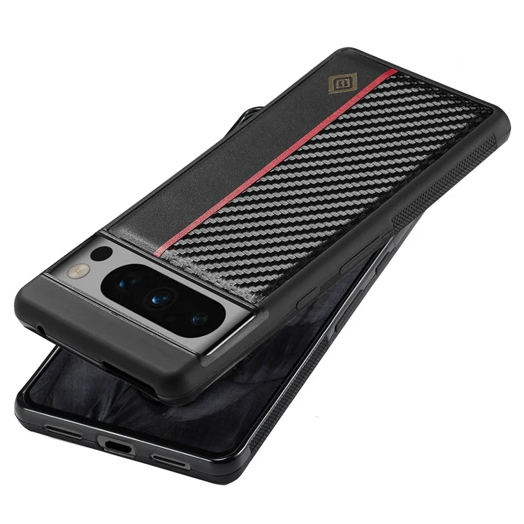 LC.IMEEKE Anti-drop Phone Case for Google Pixel 8 Pro Carbon Fiber Texture PU Leather+TPU+EVA Back Cover