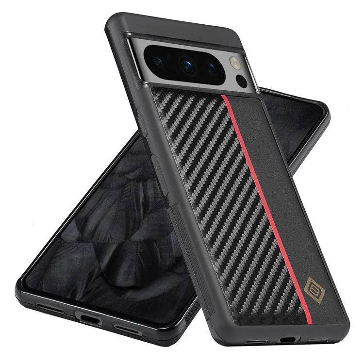 LC.IMEEKE Anti-drop Phone Case for Google Pixel 8 Pro Carbon Fiber Texture PU Leather+TPU+EVA Back Cover