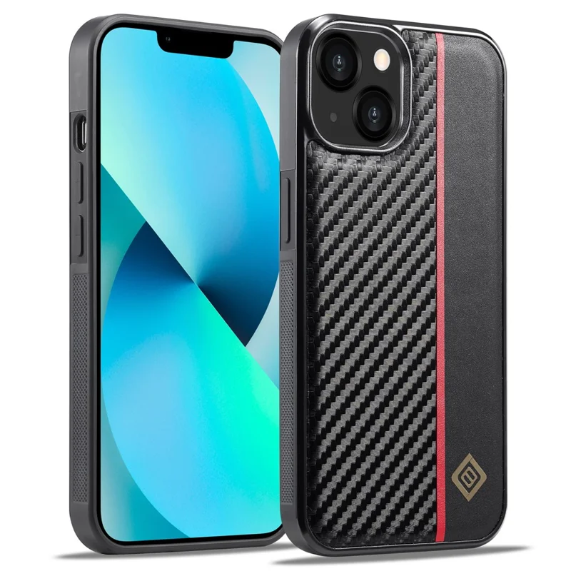LC.IMEEKE Für iPhone 15 Plus Carbon Fiber Texture Anti-drop Phone Case PU Leder+TPU+EVA Cover