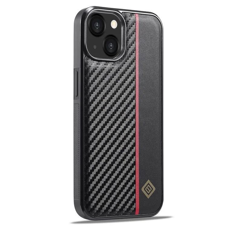 LC.IMEEKE Para iPhone 15 Funda de teléfono con textura de fibra de carbono a prueba de golpes Cubierta trasera de PU Leather+TPU+EVA