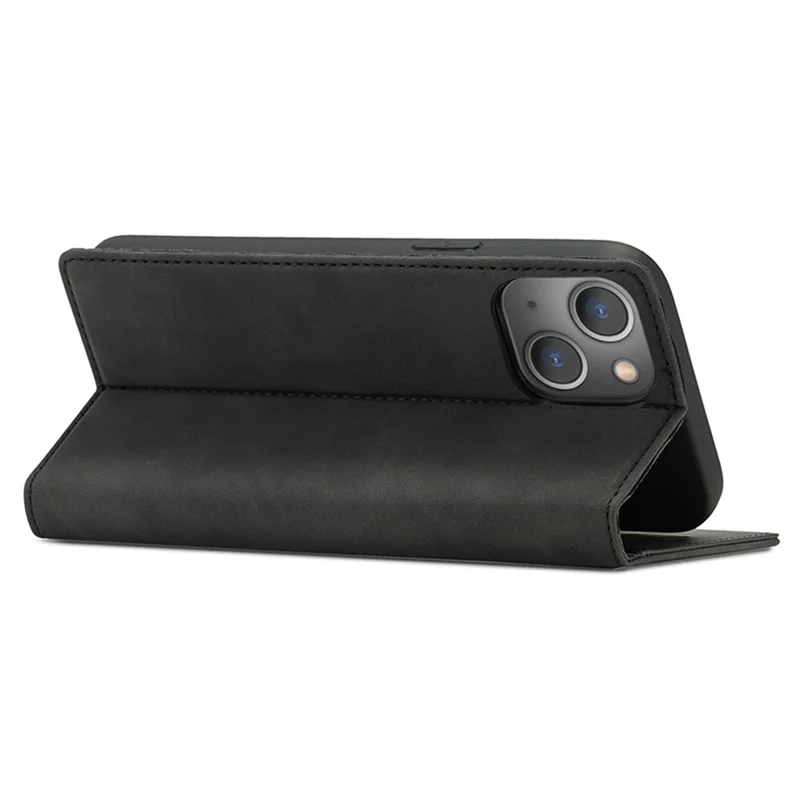 LC.IMEEKE Magnetic Phone Case for iPhone 15 , Microfiber Leather Stand Wallet Cover - Black