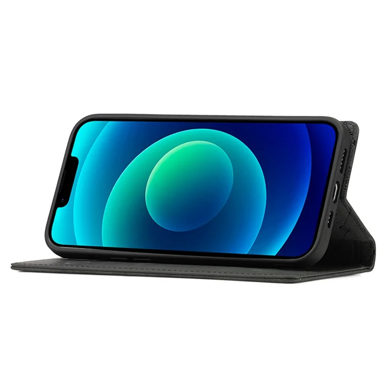 LC.IMEEKE Magnetic Phone Case for iPhone 15 , Microfiber Leather Stand Wallet Cover - Black