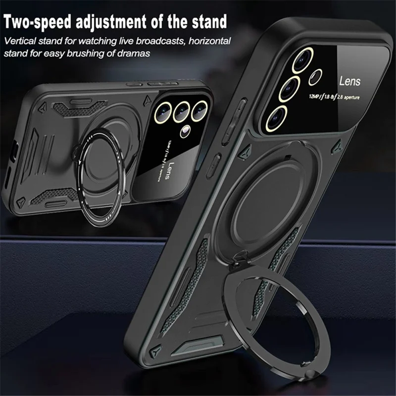 Kickstand Phone Case for Samsung Galaxy A34 5G , PC+TPU Protective Cover Magnetic Case - Blue