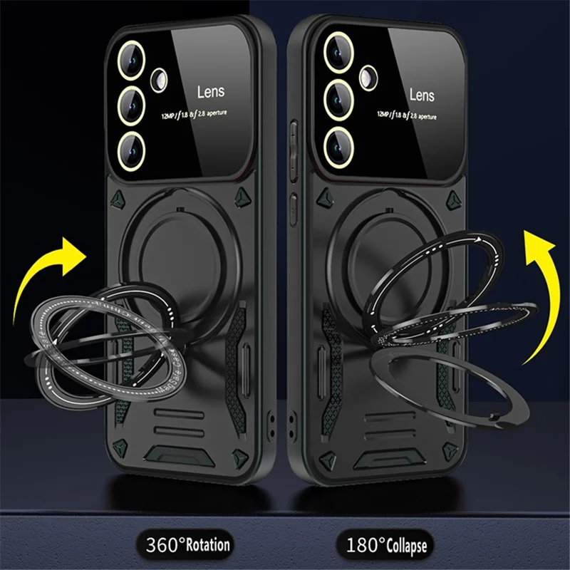 Para Samsung Galaxy A54 5G PC+TPU Case do telefone compatível com MagSafe Anti-drop Kickstand Cover - Preto