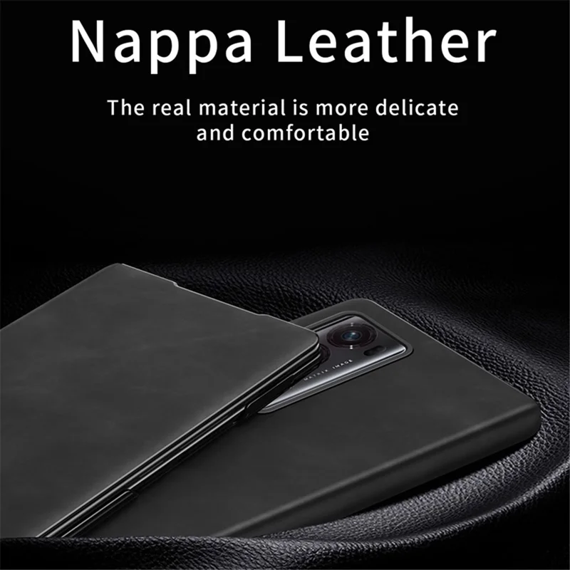 For Honor Magic V2 5G Folding Phone Case Nappa Texture PU Leather + PC Stand Cover - Grey