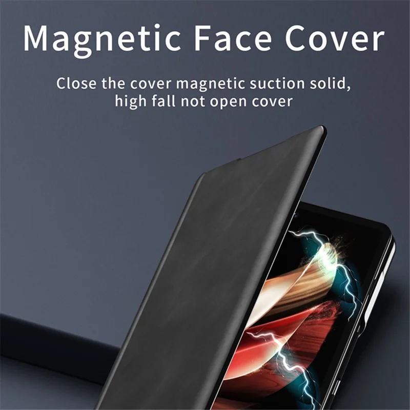 For Honor Magic V2 5G Folding Phone Case Nappa Texture PU Leather + PC Stand Cover - Grey