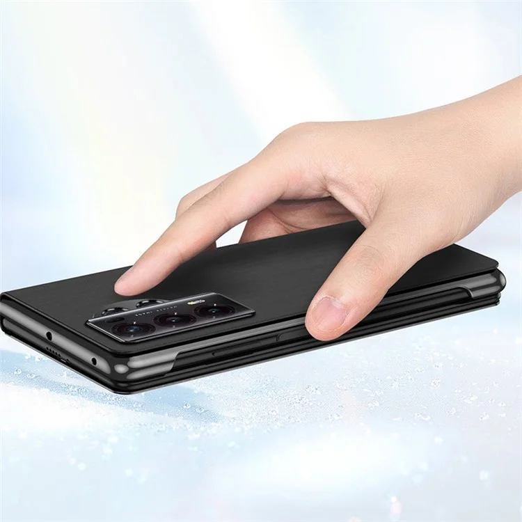 Coque de téléphone à rabat avec fenêtre d'affichage en PC antireflet pour Honor Magic V2 5G - Noir