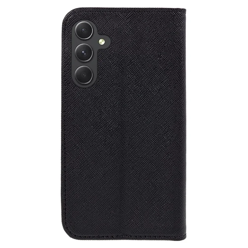Cross Texture Shell for Samsung Galaxy F34 5G / M34 5G , Phone Case PU Leather Stand Flip Wallet Cover - Black