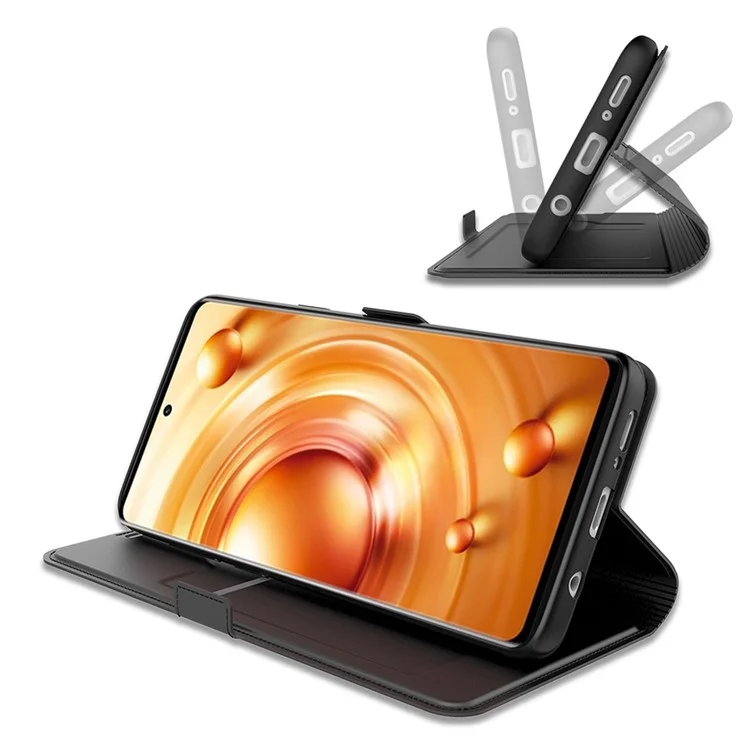 Card Holder PU Leather Stand Cover per vivo iQOO Neo7 5G, Custodia Protettiva per Telefono - Nero