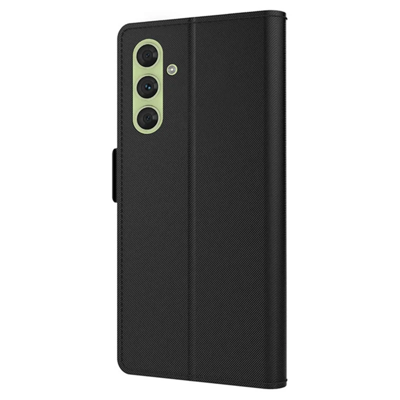 Für Samsung Galaxy F34 5G / M34 5G PU-Leder-Telefonständer-Abdeckung Kratzsicheres Telefongehäuse mit Kartenfach und integriertem Spiegel - Schwarz